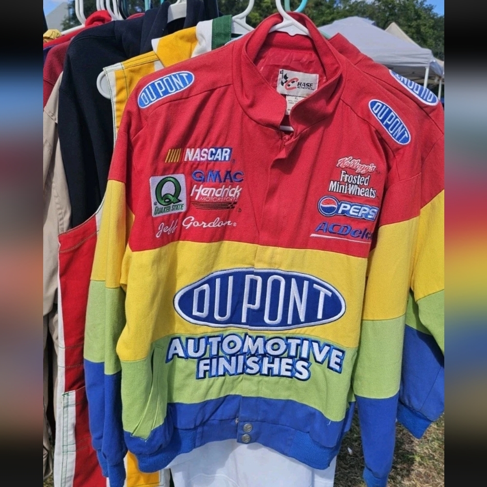 Vintage Jeff Gordon Jacket NASCARRacing Rainbow Dupont ChaseAuthentics Patch